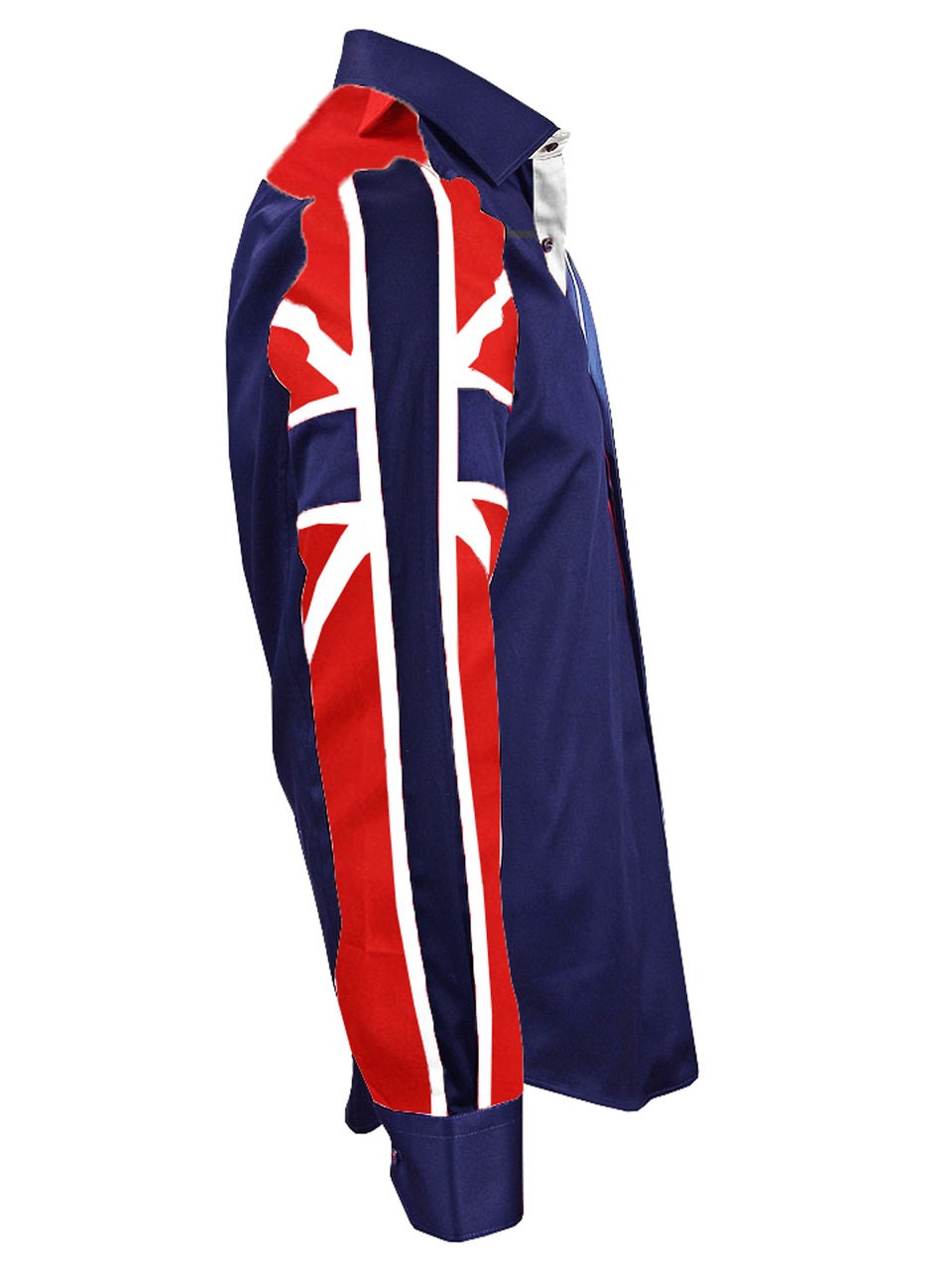 Men's Union Jack Formal Shirt Men Italian Shirt Designer Great Quality Regular Fit Navy 10148