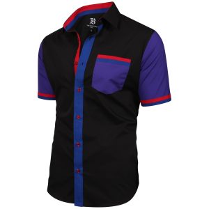 Men's Formal Shirt Men Italian Shirt Designer Great Quality Regular Fit Short Sleeve Black 10158