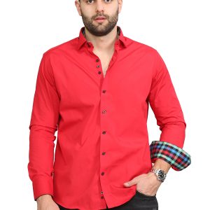 Men's Formal Shirt Men Italian Shirt Designer Great Quality Regular Fit Red 10027a