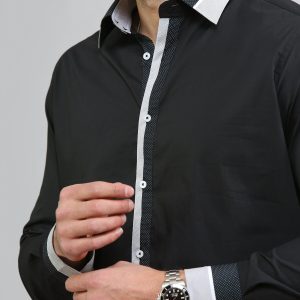 Men's Formal Shirt Men Regular Fit Shirt Designer Great Quality Black Polka Dot Uk10033