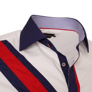 Men's Union Jack Formal Shirt Men Italian Shirt Designer Great Quality Regular Fit White