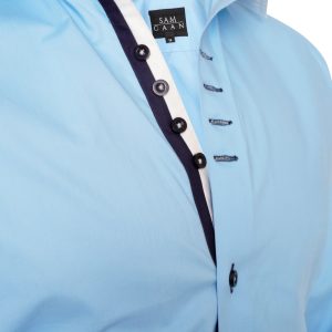 Men's Triple Collar Formal Shirt Men Italian Shirt Designer Great Quality Regular Fit Blue 20010r
