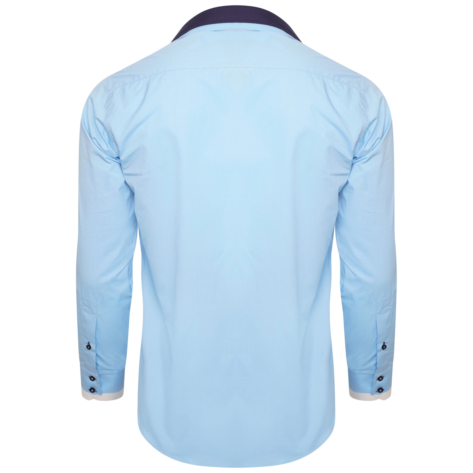 Men's Triple Collar Formal Shirt Men Italian Shirt Designer Great Quality Regular Fit Blue 20010r