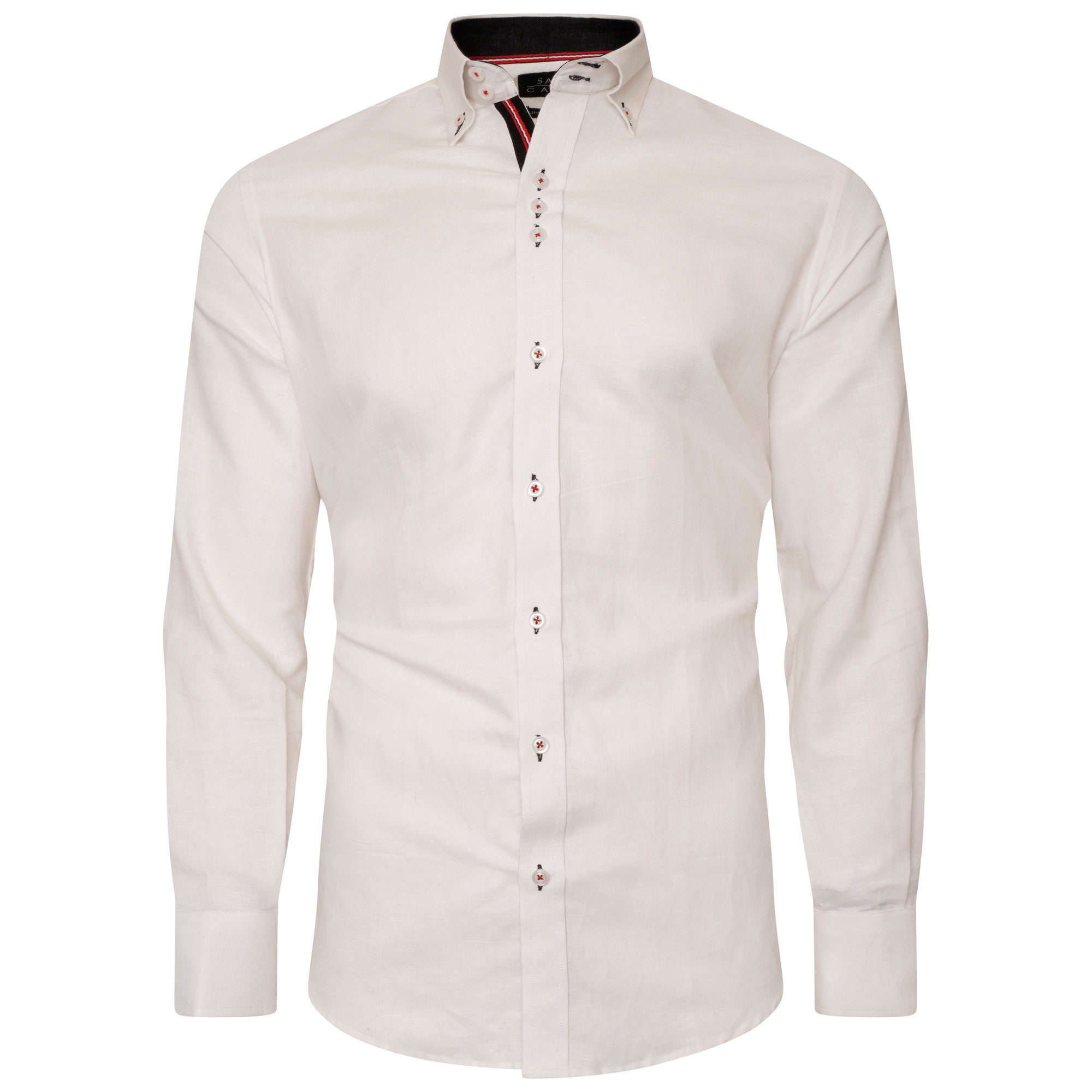 Men's Linen Blend Shirt Designer Great Quality Slim Fit Blue White Brown