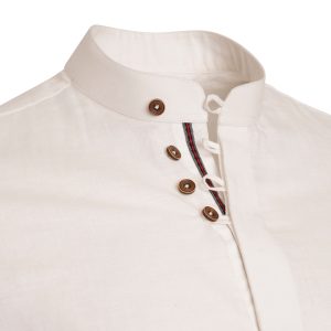 Men's Linen Blend Shirt Designer Great Quality Slim Fit White Brown