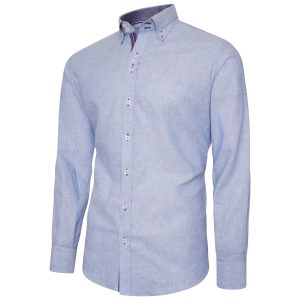 Men's Linen Blend Shirt Designer Great Quality Slim Fit Blue White Brown