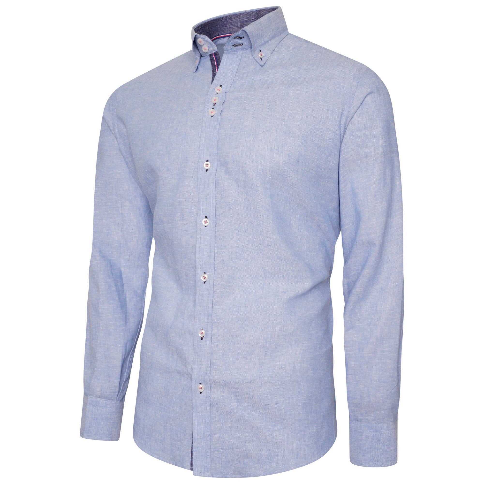 Men's Linen Blend Shirt Designer Great Quality Slim Fit Blue White Brown