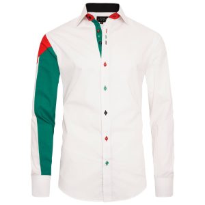 Men's Palestine Flag Formal Shirt Men Italian Shirt Designer Great Quality Slim Fit White