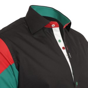 Men's Palestine Flag Formal Shirt Men Italian Shirt Designer Great Quality Slim Fit Black