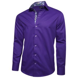 Men's Formal Shirt Men Italian Shirt Designer Great Quality Slim Fit Purple
