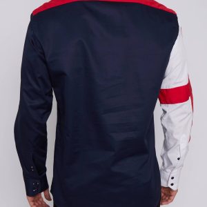 Men's Union Jack Formal Shirt Men Italian Shirt Designer Great Quality Regular Fit Navy Sc302