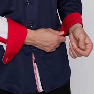 Men's Union Jack Formal Shirt Men Italian Shirt Designer Great Quality Regular Fit Navy Sc302