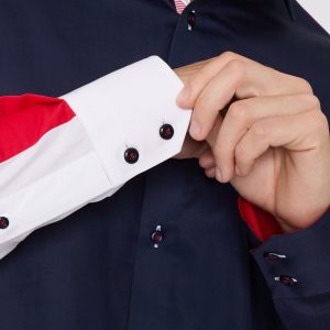 Men's Union Jack Formal Shirt Men Italian Shirt Designer Great Quality Slim Fit Navy Sc301