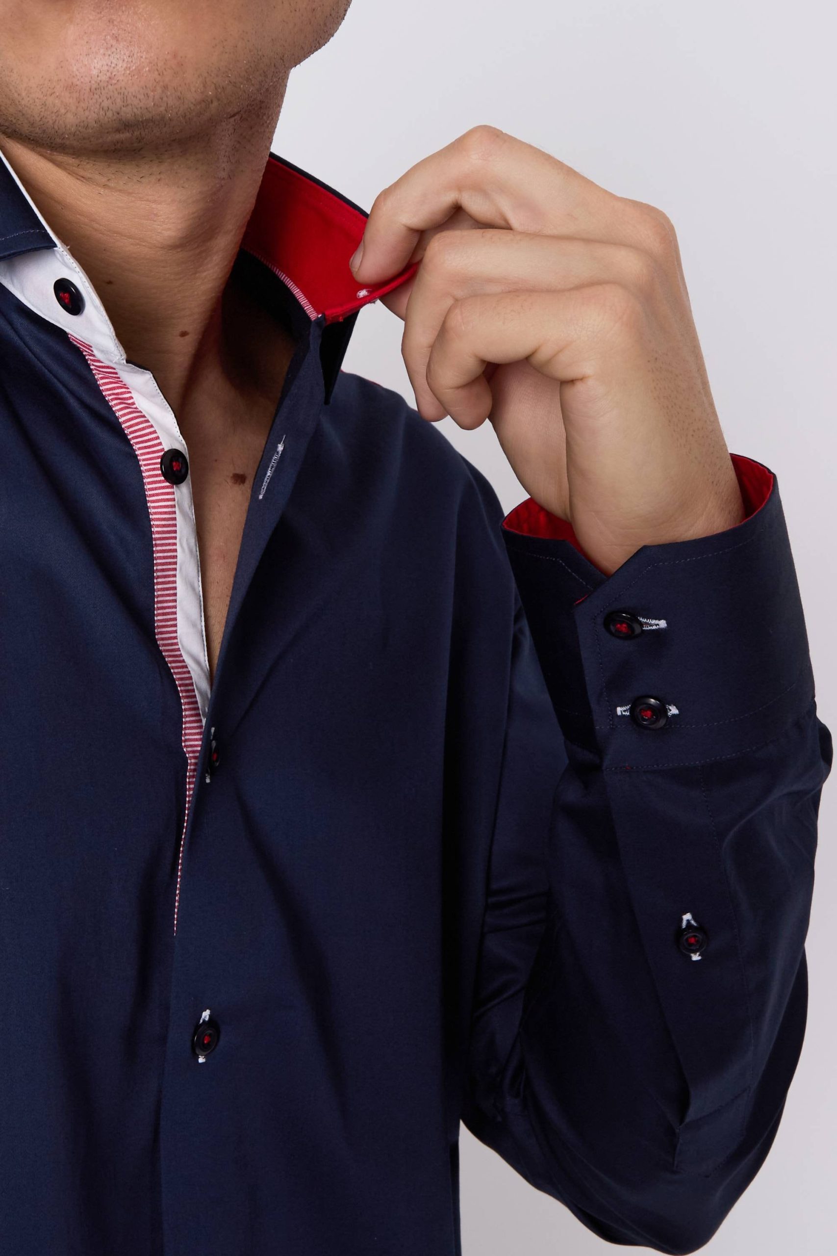 Men's Union Jack Formal Shirt Men Italian Shirt Designer Great Quality Regular Fit Navy Sc302