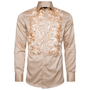 Men's Formal Shirt Men Designer Great Quality Regular Fit Party Wedding Night Ceremony Mocha