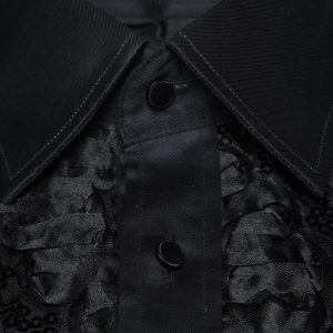 Men's Formal Shirt Men Designer Great Quality Slim Fit Sequin Party Wedding Night Ceremony Black