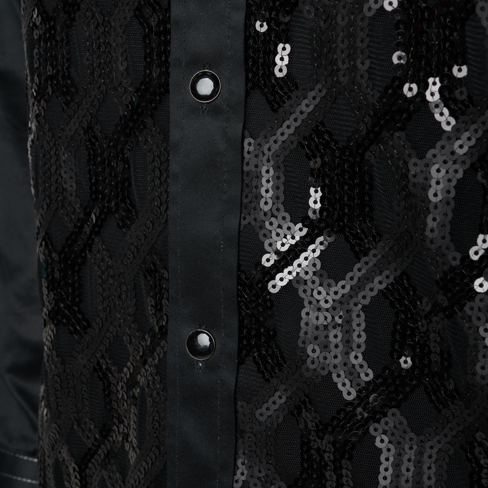 Men's Black Formal Shirt Men Designer Great Quality Slim Fit Sequin Party Wedding Night Ceremony