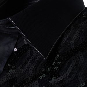 Men's Black Formal Shirt Men Designer Great Quality Slim Fit Sheer Mesh Party Wedding Night Ceremony