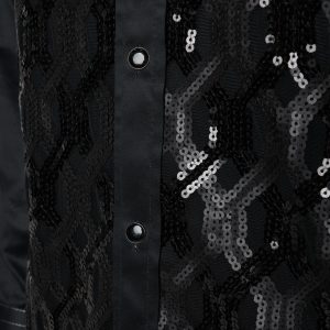 Men's Black Formal Shirt Men Designer Great Quality Regular Fit Sequin Party Wedding Night Ceremony