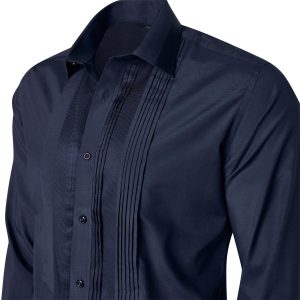 Men Navy Formal Shirt Men Designer Great Quality Regular Fit Party Wedding Night Ceremony