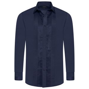 Men Navy Formal Shirt Men Designer Great Quality Slim Fit Party Wedding Night Ceremony