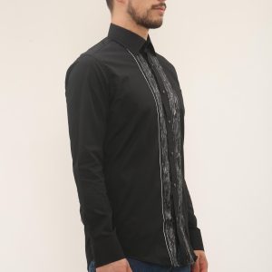 Men's Formal Shirt Black Men Designer Great Quality Slim Fit Sequin Party Wedding Night Ceremony