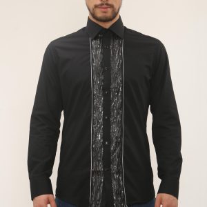 Men's Formal Shirt Men Designer Great Quality Regular Fit Sequin Party Black Wedding Night Ceremony