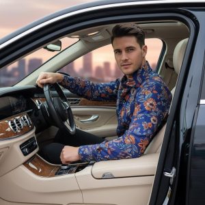 Men's Formal Shirt Men Italian Shirt Designer Great Quality Slim Fit Blue Paisley