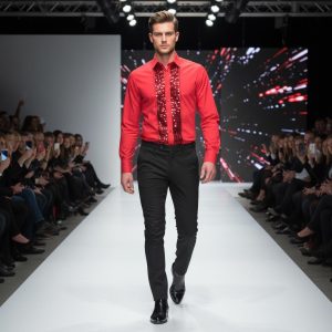 Men's Formal Shirt Red Men Designer Great Quality Slim Fit Sequin Party Wedding Night Ceremony