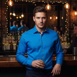 Men's Formal Shirt Men Italian Shirt Designer Great Quality Slim Fit Royal Blue