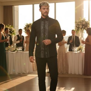 Men's Formal Shirt Men Designer Great Quality Regular Fit Sequin Party Black Wedding Night Ceremony