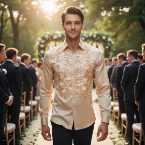 Men's Formal Shirt Men Designer Great Quality Regular Fit Party Wedding Night Ceremony Mocha