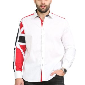 Men's Union Jack Formal Shirt Men Italian Shirt Designer Great Quality Slim Fit White 10147