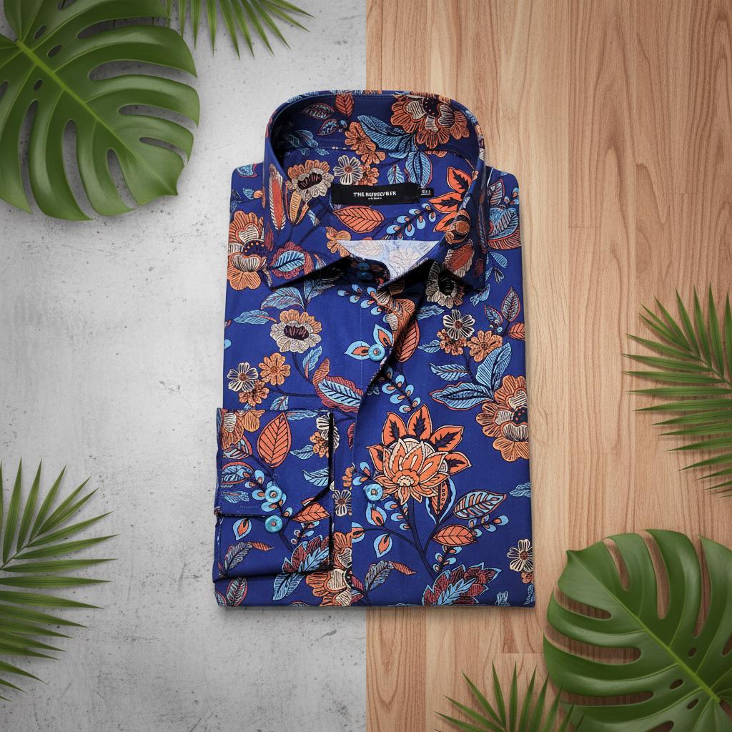 Men's Formal Shirt Men Italian Shirt Designer Great Quality Slim Fit Blue Paisley