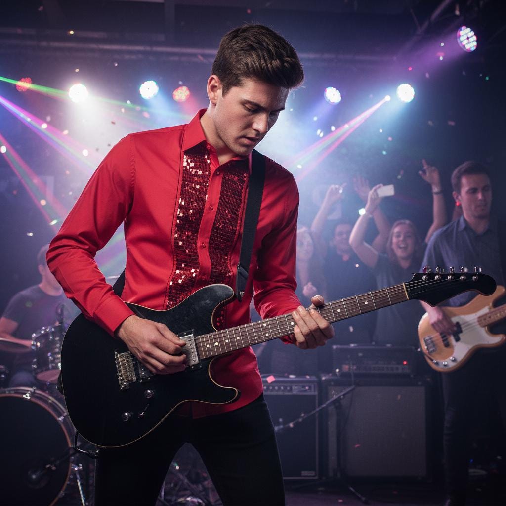 Men's Formal Shirt Red Men Designer Great Quality Slim Fit Sequin Party Wedding Night Ceremony