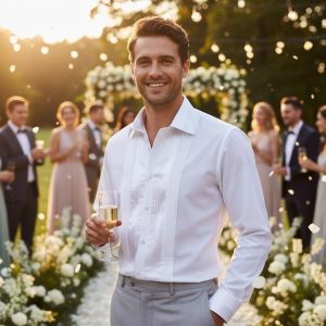 Men White Formal Shirt Men Designer Great Quality Regular Fit Party Wedding Night Ceremony