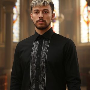 Men's Formal Shirt Men Designer Great Quality Regular Fit Sequin Party Black Wedding Night Ceremony