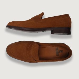 Men's Brown Suede Penny Loafers